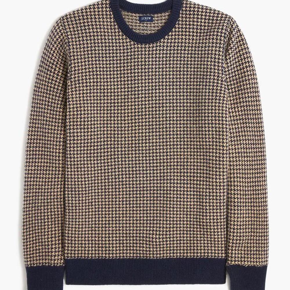 J.Crew Lambswool-blend Houndstooth Crewneck Sweater Brown/Black Men’s sz Medium - Picture 12 of 12